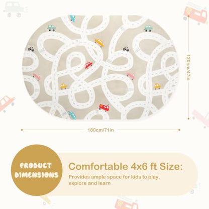 Large Kids Rug for Playroom (Tan / 4'x6')