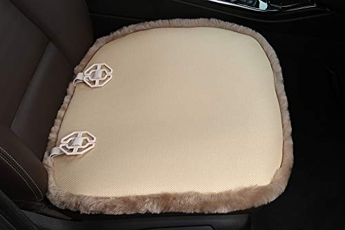 Genuine Sheepskin Car Seat Cover for Fuzzy Soft Fur Wool Cushion (Camel)
