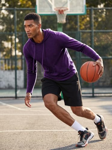 Mens Fashion Athletic Hoodies Sport Sweatshirt Solid Color Fleece Pullover Purple 3X (3X-Large / Purple)