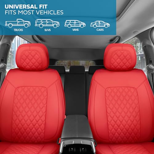 Curated Cabernet Napa Leather Seat Covers for Cars & SUVs (Red (Cabernet) – Set / Full Set)