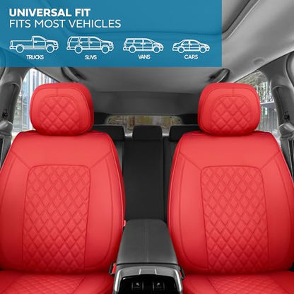 Curated Cabernet Napa Leather Seat Covers for Cars & SUVs (Red (Cabernet) – Set / Full Set)