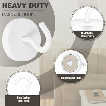 Magnetic Hooks Steel Tube Design for Cruise (White / 100lb Magnetic Hooks)