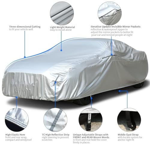 Car Cover Fit for Mazda MX (Silver-Red / CS：for Coupe(Lenght 167"-172"))