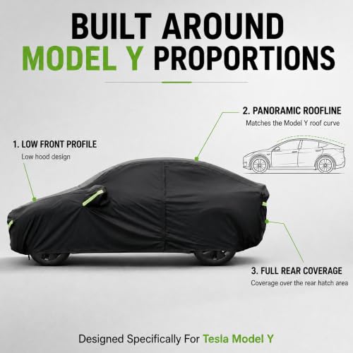 Car Cover for Tesla Model Y Waterproof Outdoor Cover (Black / Fit for Tesla Model Y)