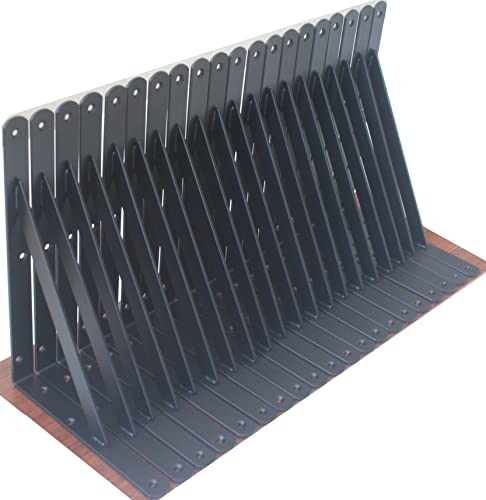 32 Pack L11 x H 8" Black Heavy Duty Shelf Brackets with Screws Metal Shelf Brackets Shelf Support Angle Brackets for Shelves L Brackets Heavy Duty Floating Shelf (32 Pack-Black / 11''x8'')