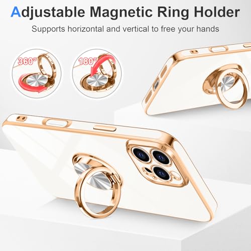 Designed for iPhone 16 Pro Case with Ring Stand Slim White (White / 6.3'' iPhone 16 Pro)