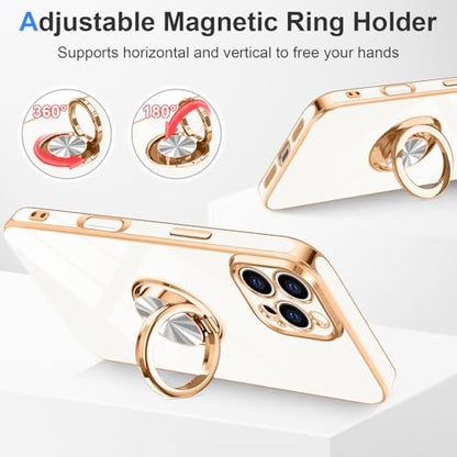 Designed for iPhone 16 Pro Case with Ring Stand Slim White (White / 6.3'' iPhone 16 Pro)
