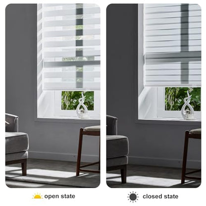 Cordless Zebra Blinds for Windows (38"w X 72"h / White)