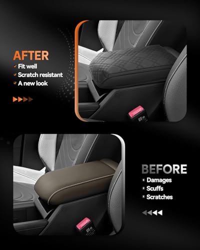 for 2025 2026 Volkswagen Tiguan Center Console Cover Armrest Box Cover for VW Tiguan (Tiguan Thickened Black Leather Square)