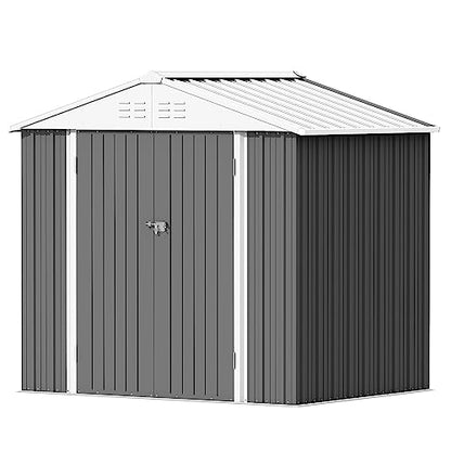 8x6 FT Outdoor Storage Shed (Gray / 8x6 FT)
