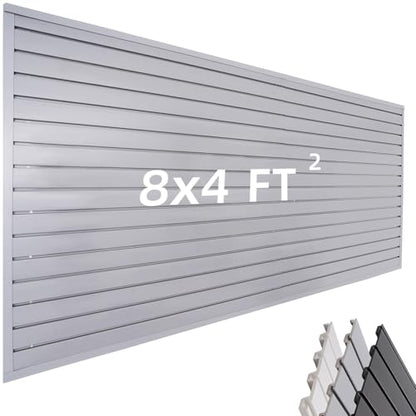 Slat Wall Paneling Garage Wall Organizer (Grey / 8x4ft)