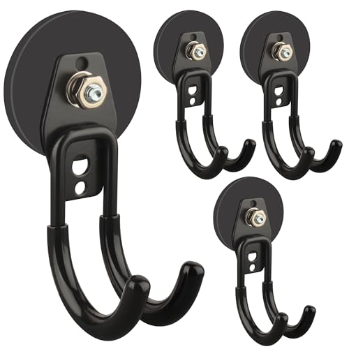 Garage Magnetic Hooks (2.59INCH 4PACK Black Medium J Hooks)