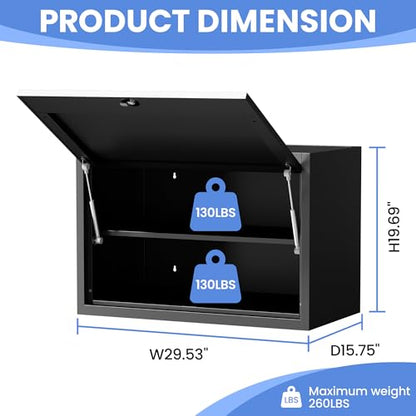 Wall Mounted Metal Storage Cabinet (Black / S - Flip-up Door & Shelves (Wall))