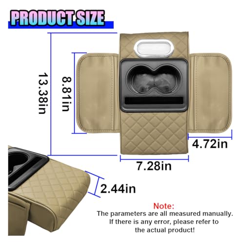 Leather Car Center Console Cover (Beige)