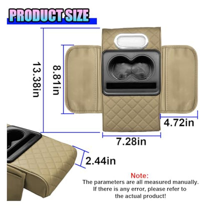 Leather Car Center Console Cover (Beige)