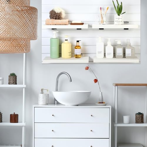 4 Pack Wooden Slatwall Shelf (White / 16.1" X 6.7"x 1.1")