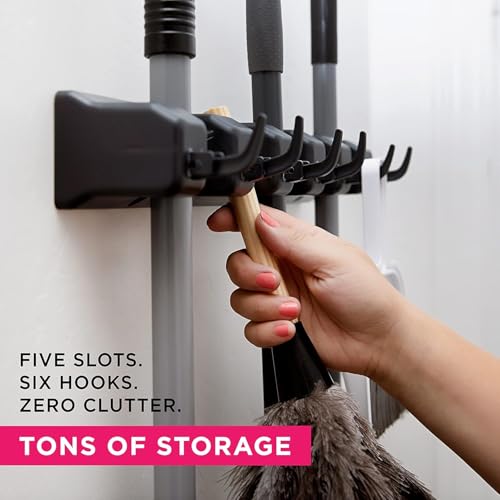 Broom Holder Wall Mount (1 Pack / Black)