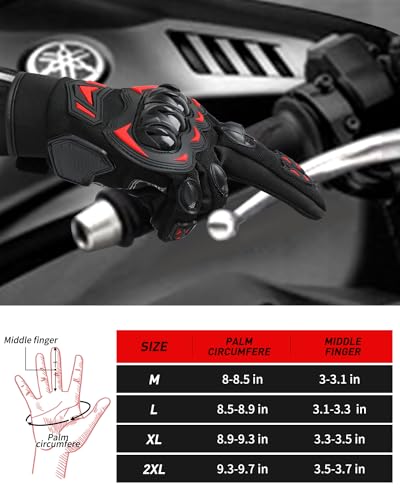 Motorcycle Gloves for Men Women (Red / Medium)
