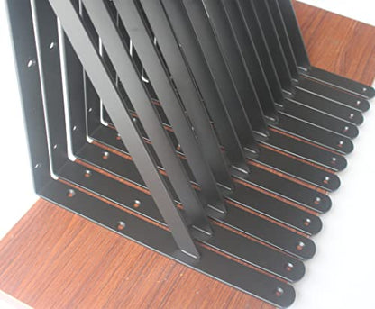 6 Pack L18 x H 12" Black Heavy Duty Shelf Brackets with Screws Metal Shelf Brackets Shelf Support Angle Brackets for Shelves L Brackets Heavy Duty Floating Shelf (6 Pack-Black / 18''x12'')