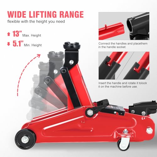 2 Ton Low Profile Hydraulic Floor Jack (Red / 2 ton)