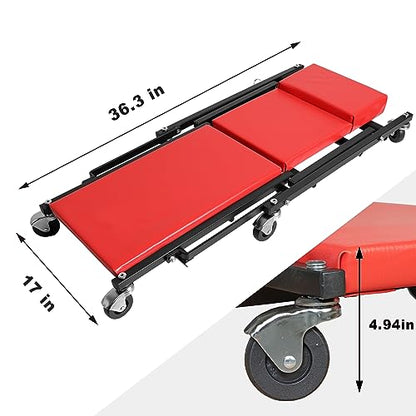 36" Rolling Foldable Automotive Creeper (Red Foldable Creeper)