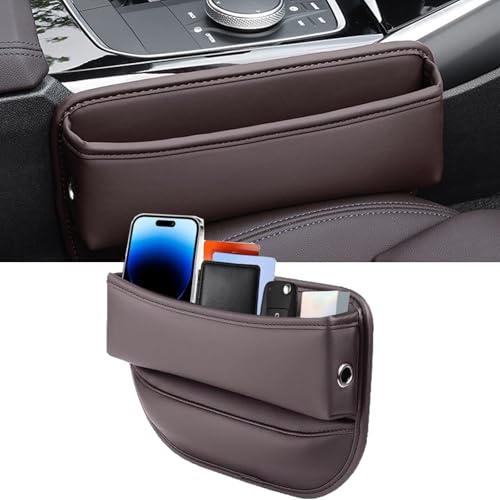 Car Seat Gap Filler 2 Pack Car Gap Filler Seat Organizer Front Seat Leather Car Accessories (Brown，1 Pack)