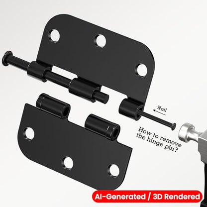 Rounded Matte Black Door Hinges 3.5 Inch 5 (Matte Black-Rounded / 30 Pack-Ball Bearing-lasting no squeak)