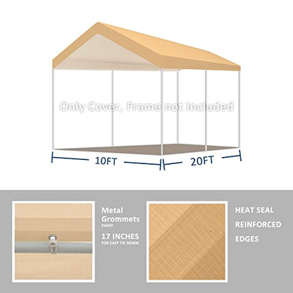 10'x20' Carport Replacement Canopy Cover Beige (10' x 20' / Beige)