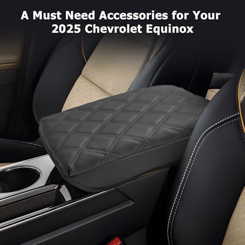 Center Console Cover Compatible with 2025 2026 Equinox Accessories Armrest Cover Center Console Pad 2025 2026 Equinox LT (2025 2026 Equinox Thick Black C)
