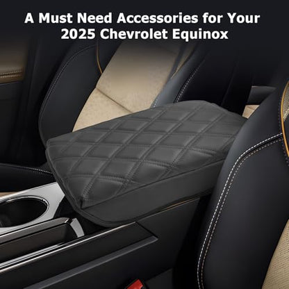 Center Console Cover Compatible with 2025 2026 Equinox Accessories Armrest Cover Center Console Pad 2025 2026 Equinox LT (2025 2026 Equinox Thick Black C)