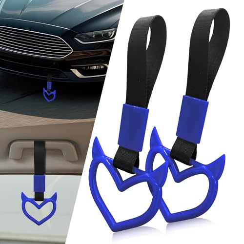2 Pcs Devil Heart Shaped Car Handle Strap (Blue)