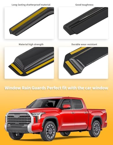 Window Visors Rain Guards for Toyota Tundra CrewMax 2022 (Fit for 2022-2026 Toyota Tundra CrewMax)