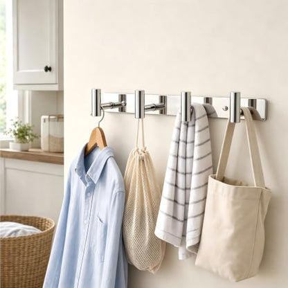 Wall Mounted Coat Rack ("T" Shape 4 Hooks - 1 Pack / Glossy)