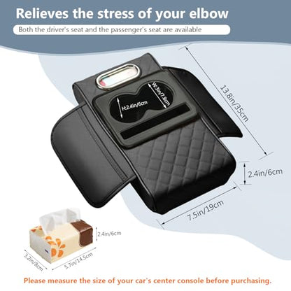 5-in-1 Center Console Cover with Cup Holder & Phone Slot, Universal Car Armrest Cushion Organizer, Leather Armrest Cover for Car (Style-A)