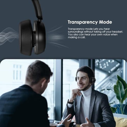 Upgrade ANC & ENC Wireless Headset with Mic for Work (Black)