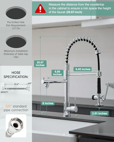Chrome Kitchen Faucet with Sprayer (Chrome)