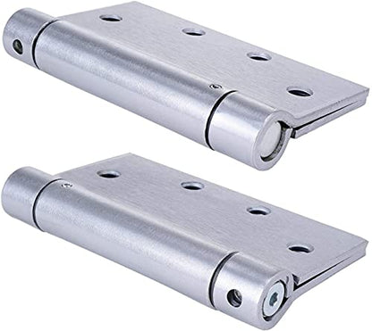 2 Pack 4.5"x4" Self Closing Spring Door Hinge (Satin Chrome / 4.5"x4")