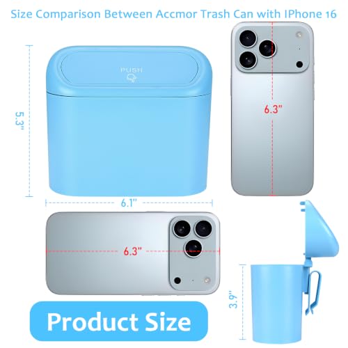 Car Trash Can with Lid (Blue, Blue)