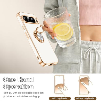 for Google Pixel 9 Pro XL Case with Ring Stand White (White / 6.8" Pixel 9 Pro XL)