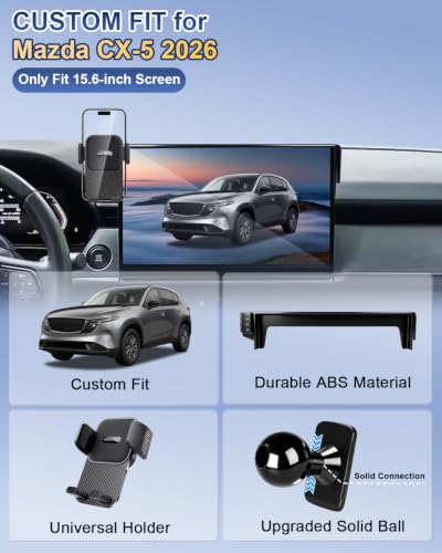 Car Phone Mount for Mazda CX5 2.5 S Premium Plus 2026 Accessories (Universal Holder / 2026 Mazda CX5 | 15.6-Inch)