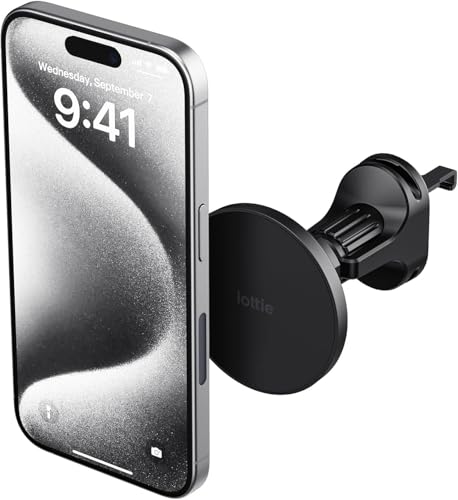 iTap 3 Magnetic Air Vent Car Mount Phone Holder with Magnetic Ring Adapter. Compatible with iPhone (Air Vent Mount)