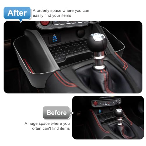 2Pack) 2024 2025 2026 Mustang Center Console Organizer Side Hook-Over, for Ford Mustang All Trims (EcoBoost/GT/Dark Horse), Durable&Anti-Slip ABS Console Tray 2025 2026 Mustang Accessories (Black - Side)