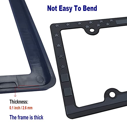 License Plate Frames American Flag (Black-Plastic-2P)