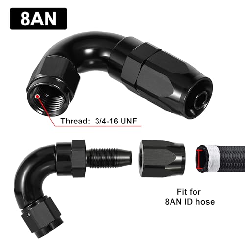 8AN 120 Degree One Piece Full Flow Hose End Fitting Swivel for CPE Braided Hose (8AN / 120 Degree)