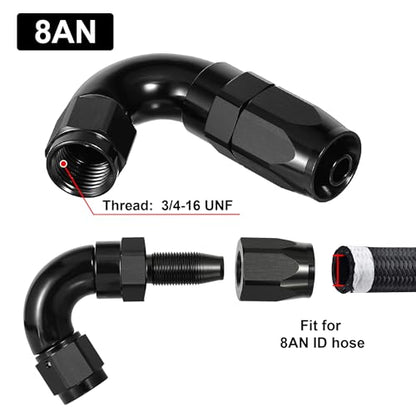 8AN 120 Degree One Piece Full Flow Hose End Fitting Swivel for CPE Braided Hose (8AN / 120 Degree)