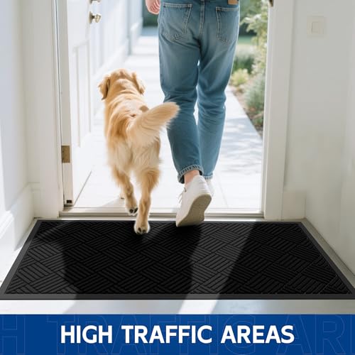 Durable Indoor Outdoor Door Mat (4' x 5' (Rectangular) / Black-diamond)