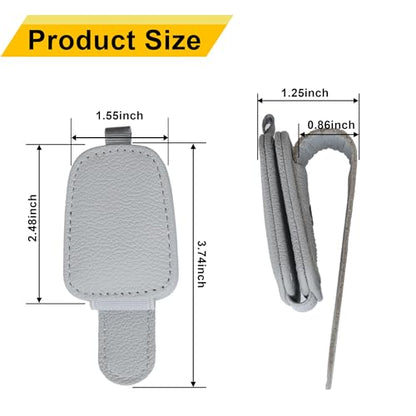 Magnetic Leather Sunglasses Holder for Car (Silver Grey)