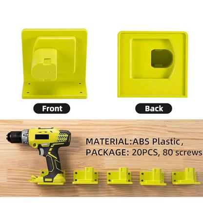 20 Pack Tool Holder Compatible with Ryobi 18V Wall Mount Plastic (20 Pack)