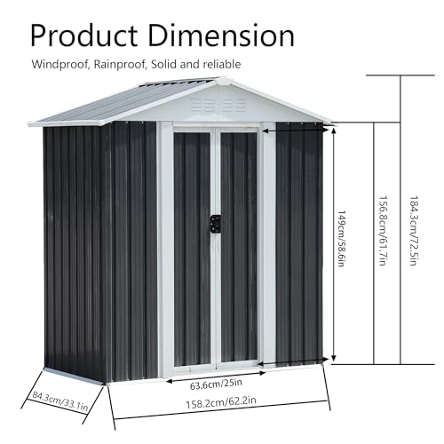 5x3 FT Outdoor Storage Shed (5x3 FT/Base Frame / Gray)