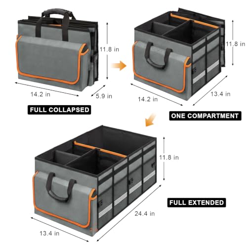 Car Trunk Organizer and Storage for Car (Grey / Medium)